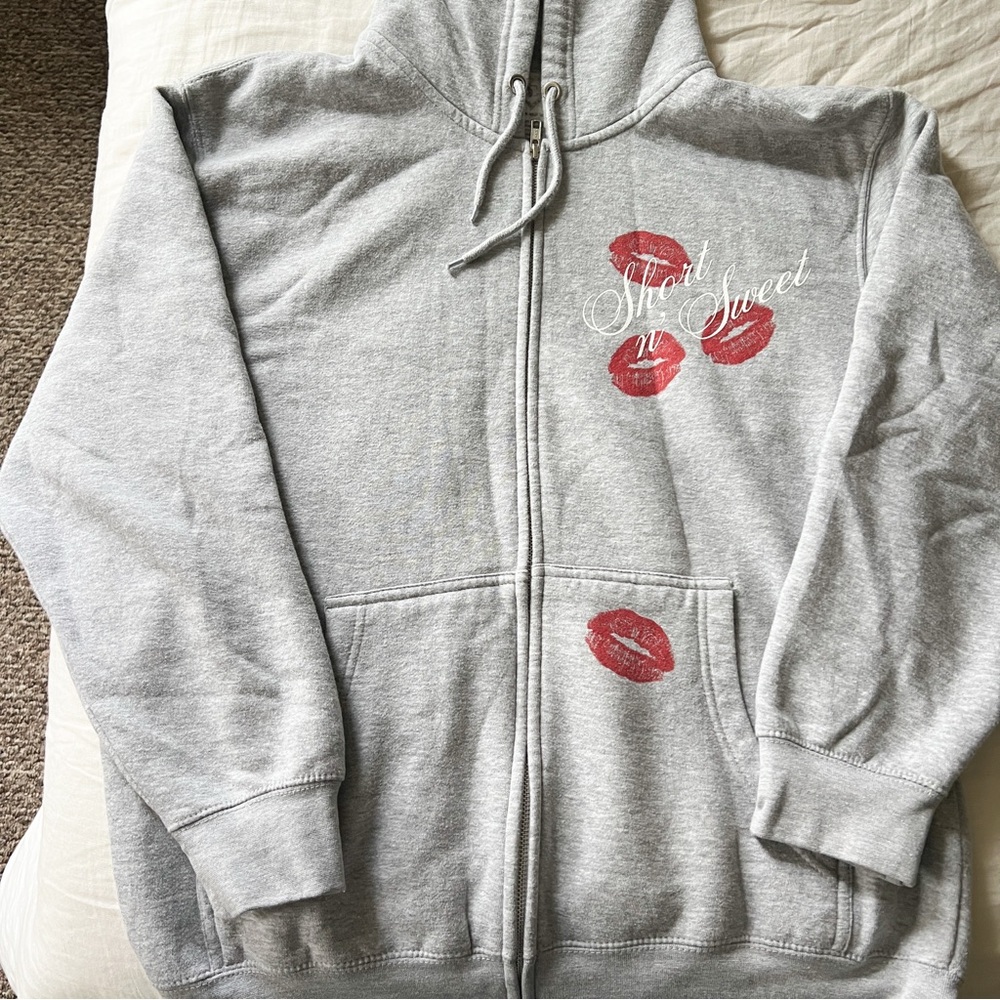 Sabrina Carpenter Short n’ Sweet 2025 Tour Zip Up Gray Hoodie